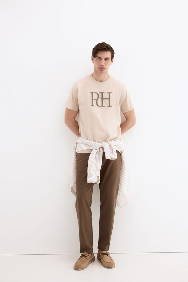 Pedro del Hierro Camiseta logo grande Beige