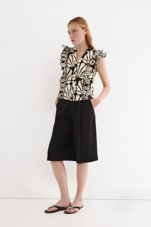 Pedro del Hierro Blusa estampada bicolor Beige