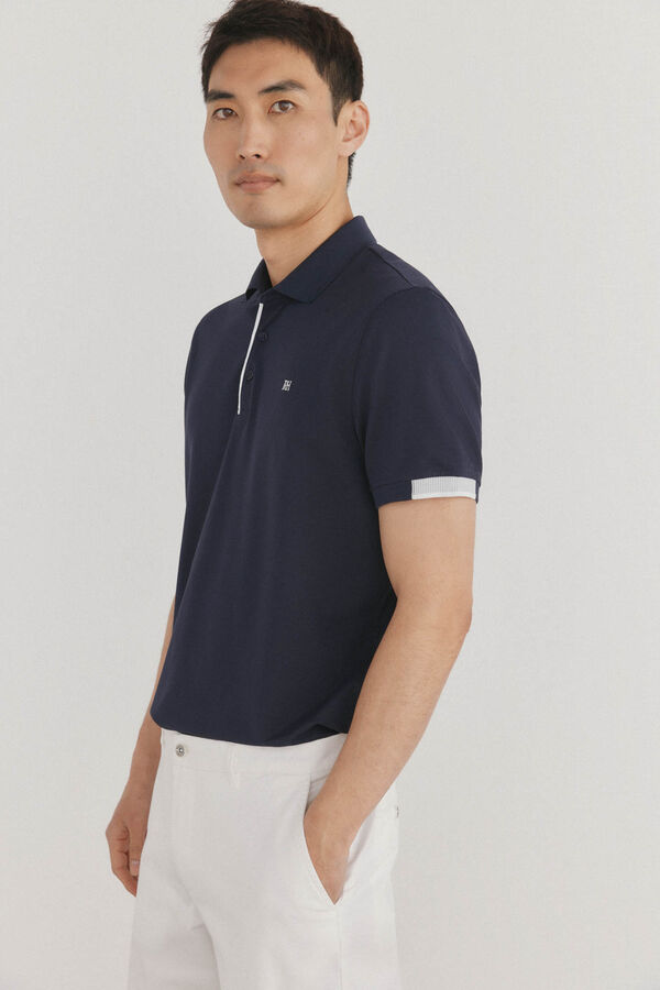 Pedro del Hierro Polo con pu&ntilde;os a contraste Azul