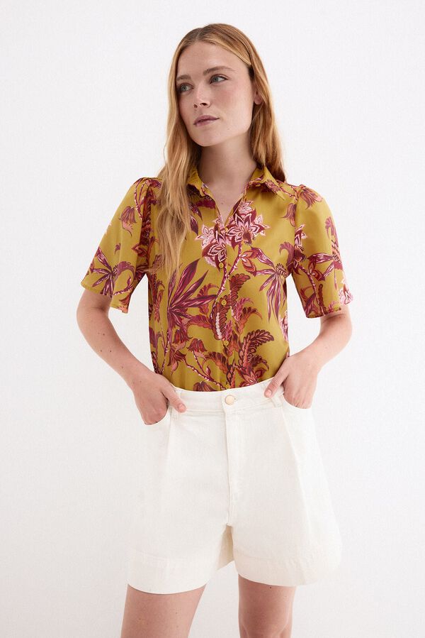 Pedro del Hierro Camisa estampada manga corta Amarillo