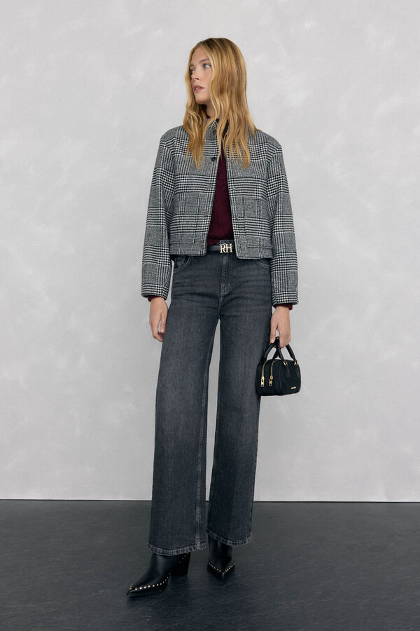 Pedro del Hierro Chamarra bomber a cuadros Gris