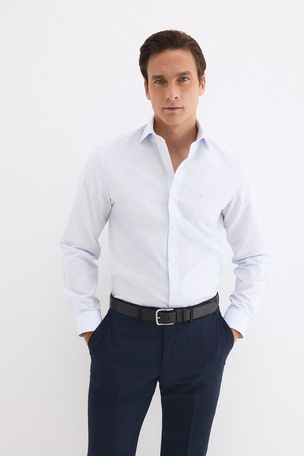 Pedro del Hierro Camisa vestir cuadros non iron + antimanchas Azul