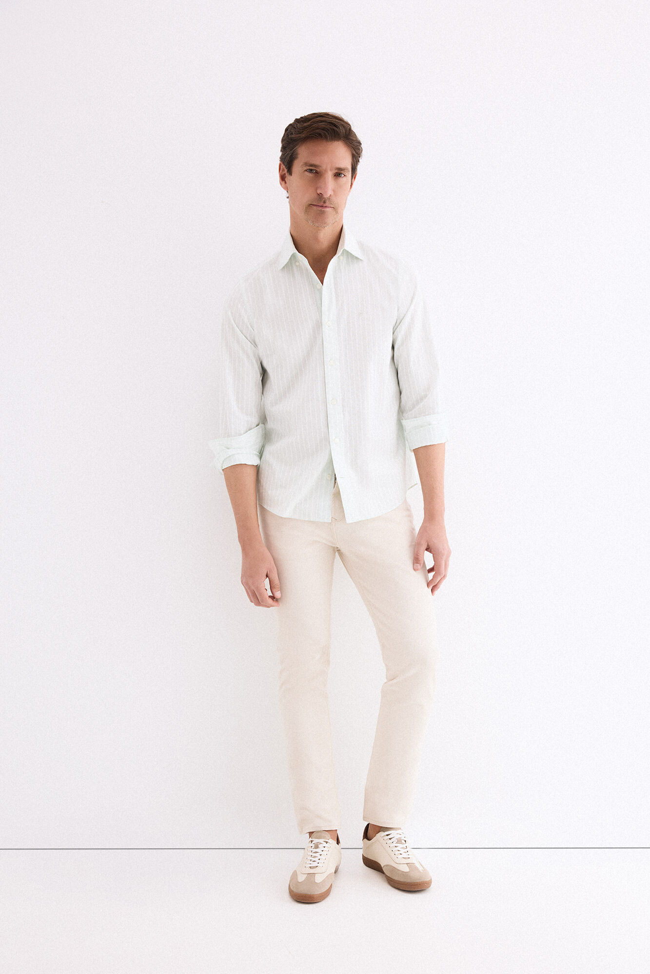 Pedro del Hierro Camisa popel&iacute;n labrado rayas