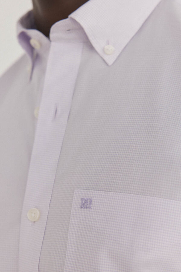Pedro del Hierro Camisa non iron + antimanchas cuadros Morado