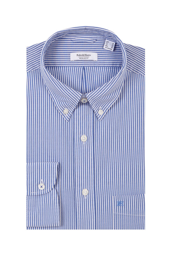 Pedro del Hierro Camisa seersucker rayas Azul