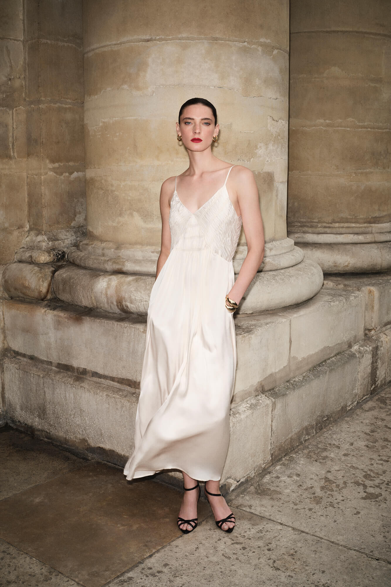 Pedro del Hierro Vestido lencero con detalle de frunces