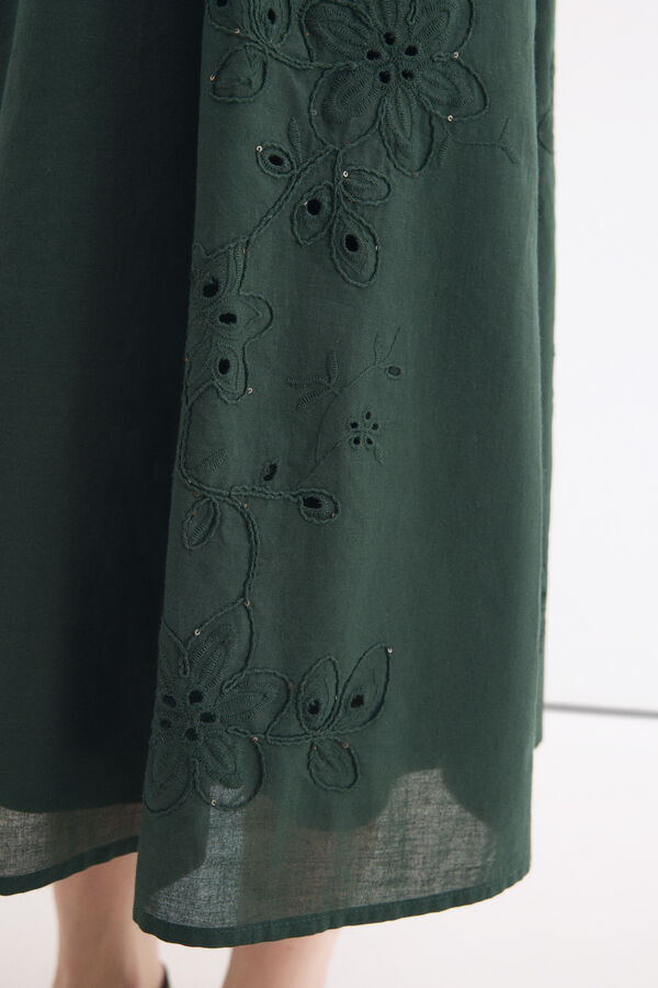 Pedro del Hierro Falda algod&oacute;n bordados Verde