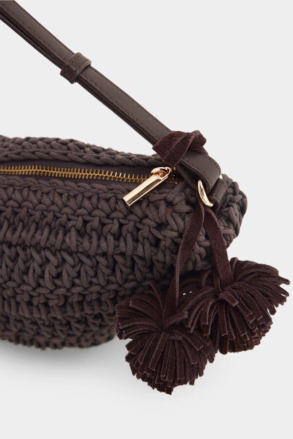 Pedro del Hierro Bolso punto trenzado Marr&oacute;n