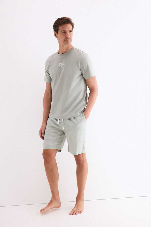 Pedro del Hierro Set de pijama punto y tela Verde