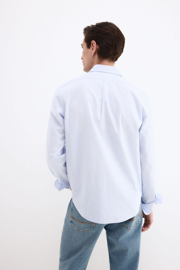 Pedro del Hierro Camisa seersucker rayas Azul
