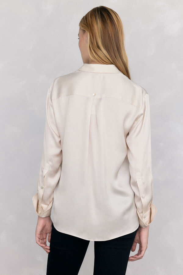 Pedro del Hierro Camisa sat&eacute;n lisa Beige