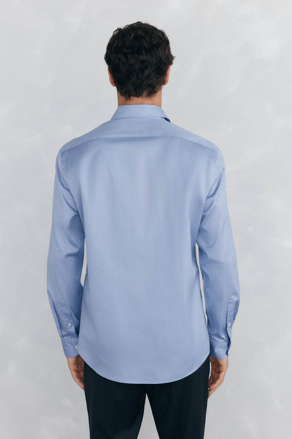 Pedro del Hierro Camisa lisa twill f&aacute;cil plancha + anti olor slim fit Azul