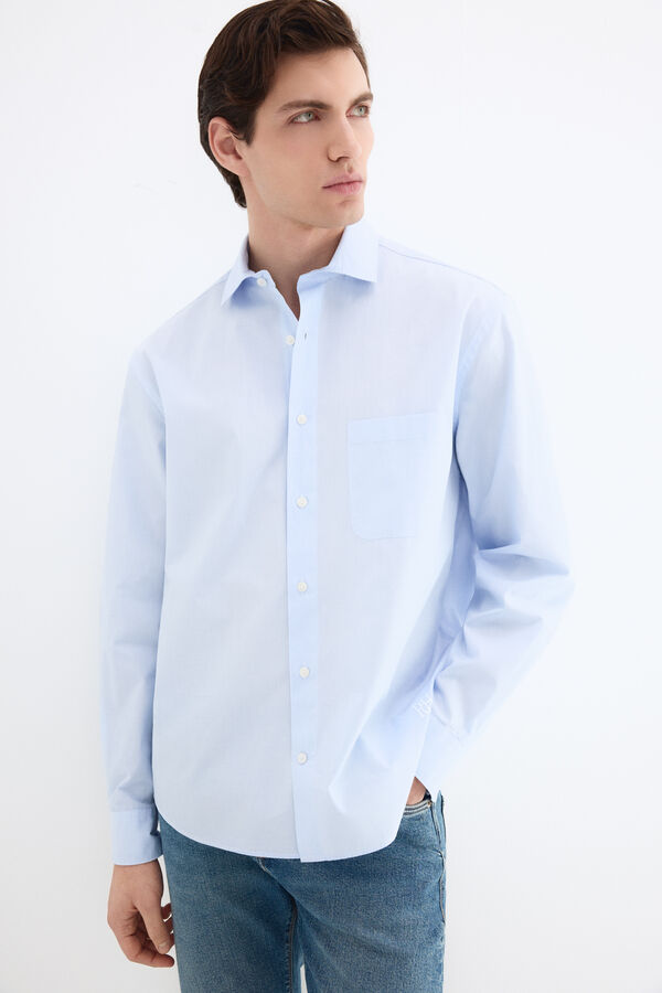Pedro del Hierro Camisa lisa popel&iacute;n Azul