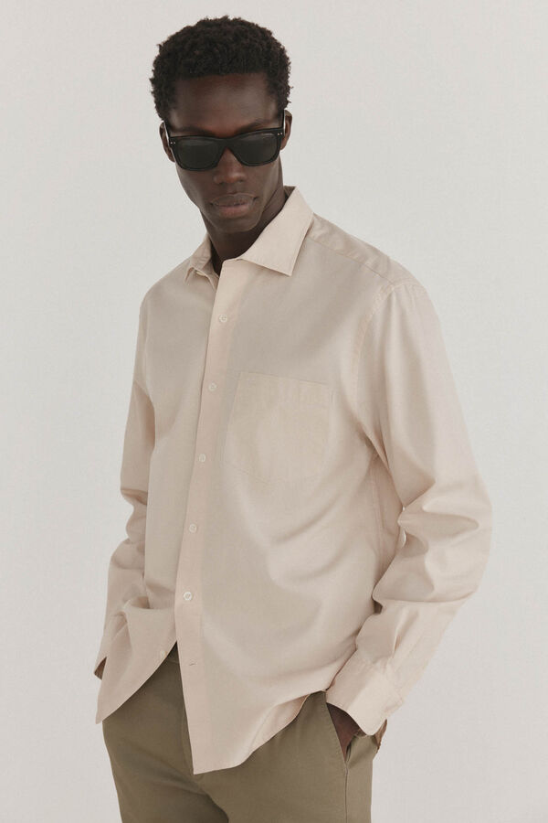 Pedro del Hierro Camisa lisa popel&iacute;n Beige