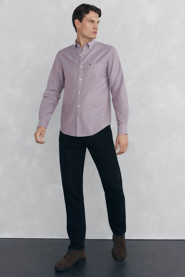 Pedro del Hierro Camisa non iron oxford liso Burdeos