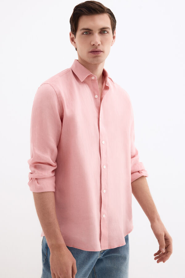 Pedro del Hierro Camisa lino lisa Coral