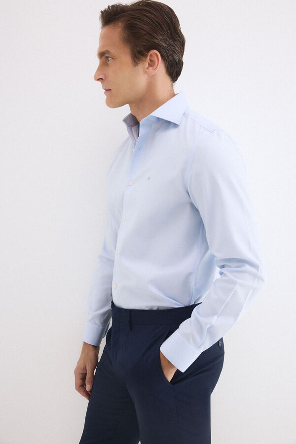 Pedro del Hierro Camisa vestir lisa non iron + antimanchas Azul