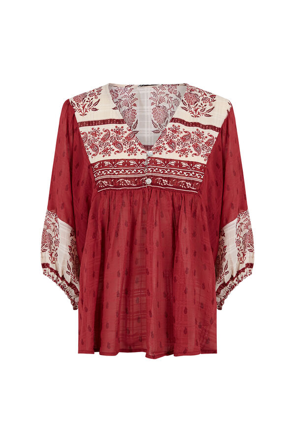 Pedro del Hierro Blusa estampados combinados Burdeos