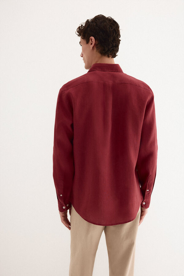 Pedro del Hierro Camisa lino lisa Burdeos