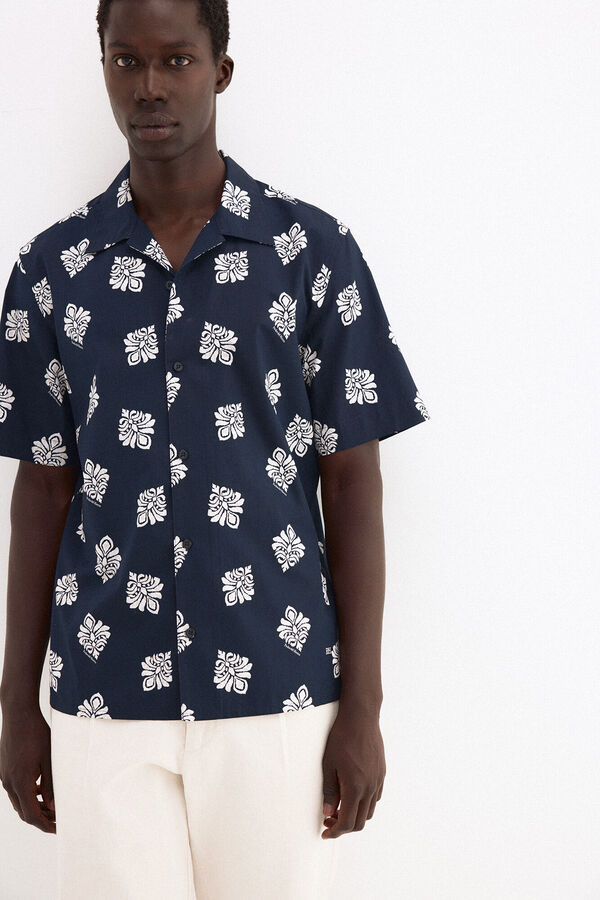 Pedro del Hierro Camisa estampada manga corta Azul