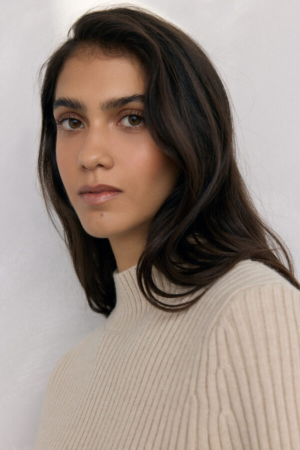 Pedro del Hierro Doble prenda Su&eacute;ter y capa con detalle de volante Crudo