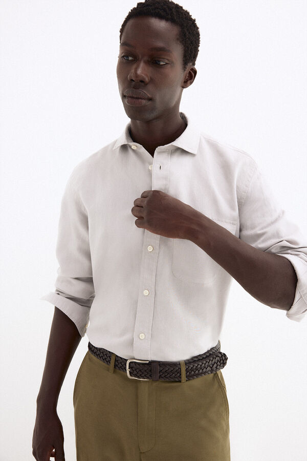 Pedro del Hierro Camisa lino bolsillos Gris