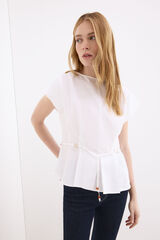 Pedro del Hierro Top lino cintur&oacute;n Blanco