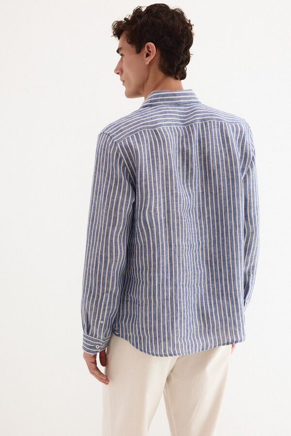 Pedro del Hierro Polera lino rayas Azul