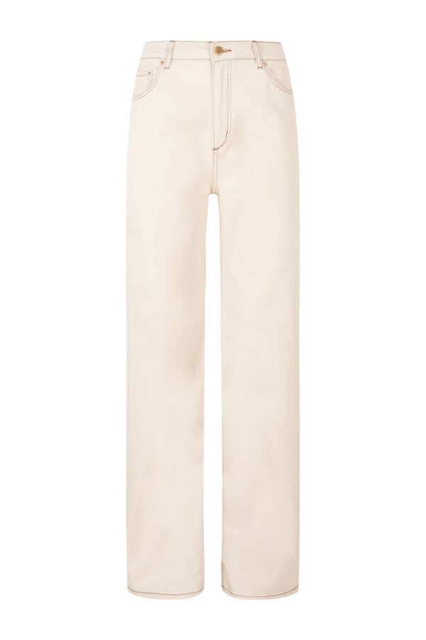 Pedro del Hierro Jeans wide leg b&aacute;sicos Beige