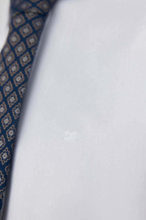 Pedro del Hierro Camisa lisa twill f&aacute;cil plancha + anti olor slim fit Blanco