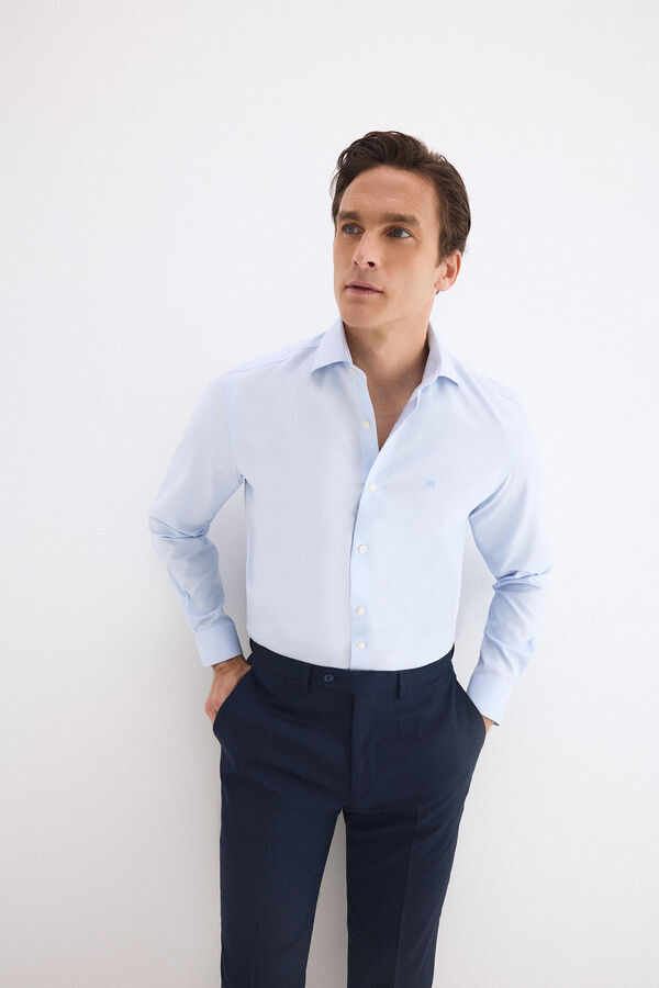 Pedro del Hierro Camisa vestir lisa non iron + antimanchas Azul