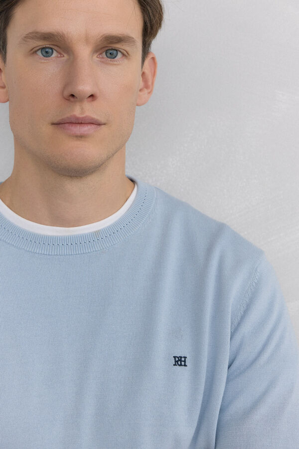 Pedro del Hierro Jersey punto algod&oacute;n premium cuello caja Azul