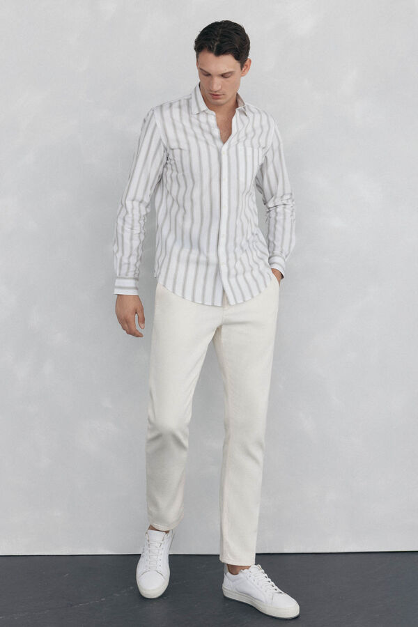 Pedro del Hierro Camisa rayas popel&iacute;n Verde