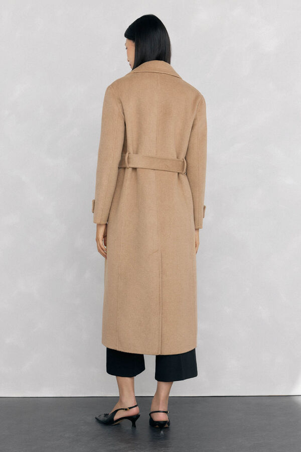 Pedro del Hierro Abrigo largo pa&ntilde;o tipo trench Beige