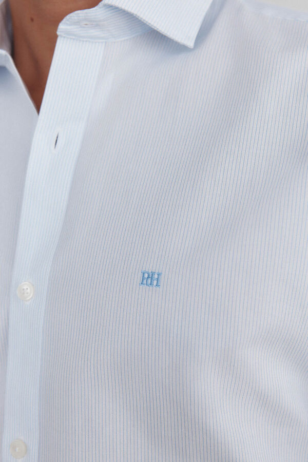 Pedro del Hierro Camisa de microrrayas f&aacute;cil planchado + anti olor slim fit Azul