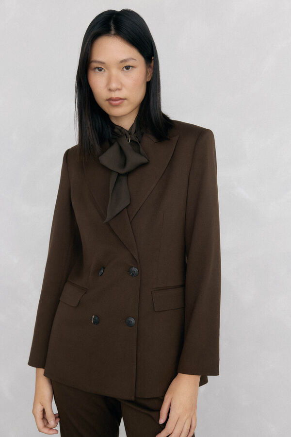Pedro del Hierro Blazer de doble botonadura chocolate Marr&oacute;n