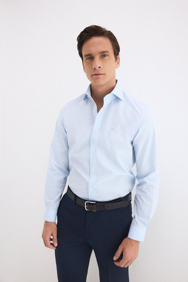 Pedro del Hierro Camisa vestir cuadros non iron + antimanchas Azul