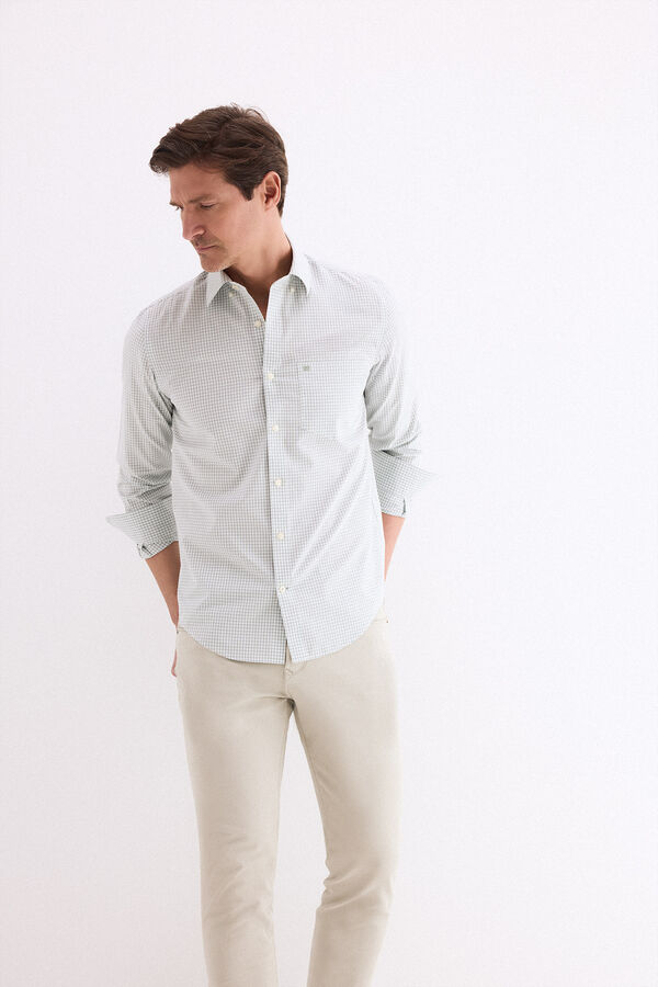Pedro del Hierro Camisa non iron + antimanchas cuadro vichy Verde