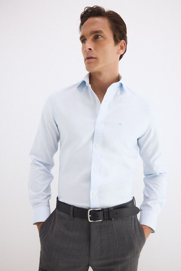 Pedro del Hierro Camisa vestir estructura lisa non iron + antimanchas slim fit Azul