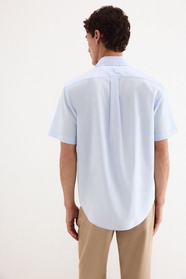 Pedro del Hierro Camisa non iron manga corta lisa Azul