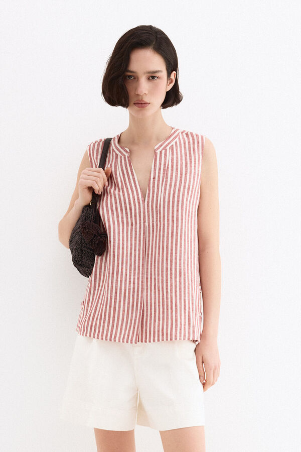 Pedro del Hierro Top lino rayas Rosa
