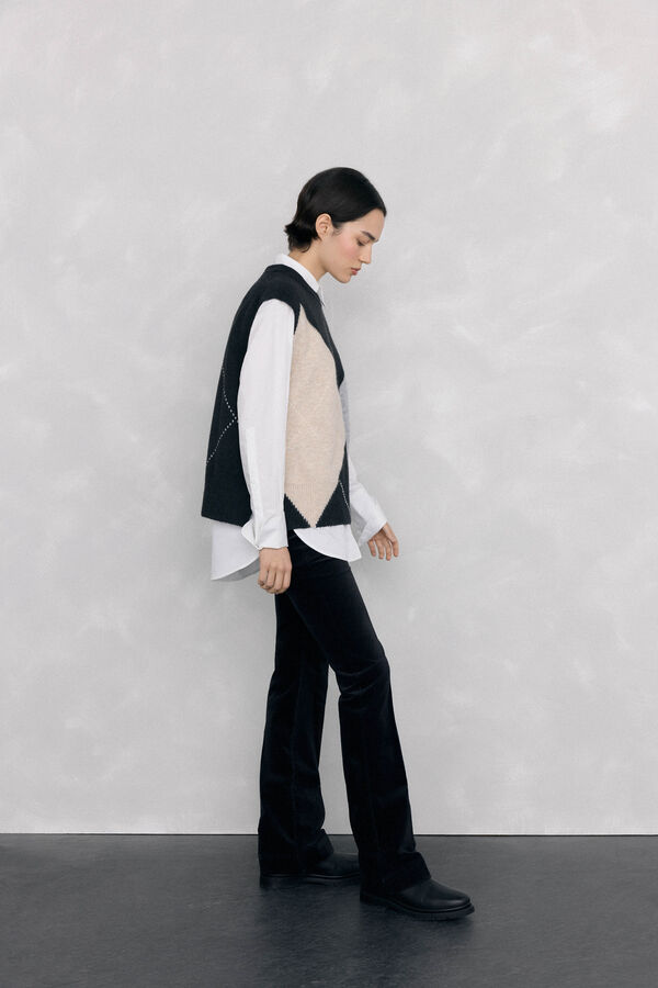Pedro del Hierro Pantalones push up flare de terciopelo Negro