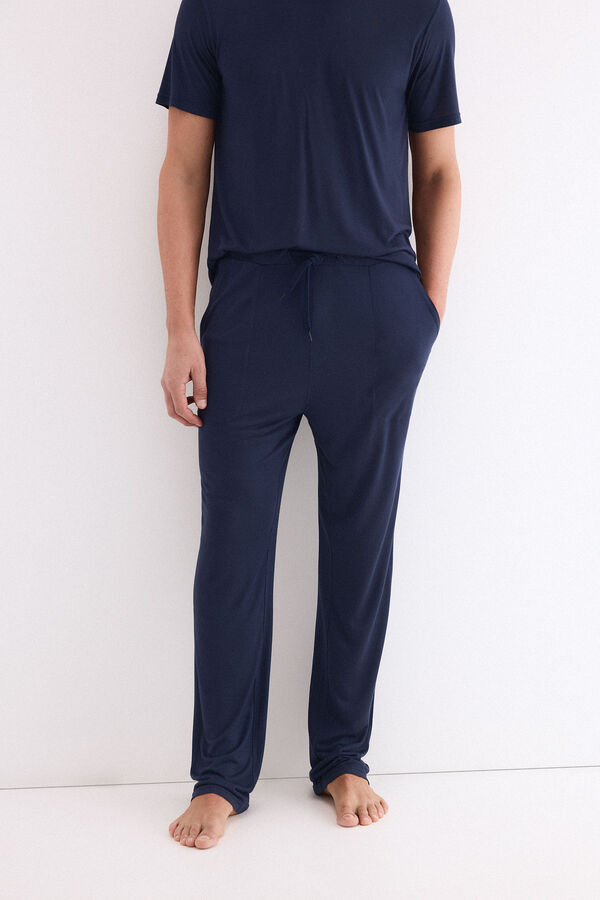 Pedro del Hierro Set de pijama punto modal Azul