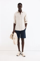 Pedro del Hierro Bermuda lino algod&oacute;n Azul