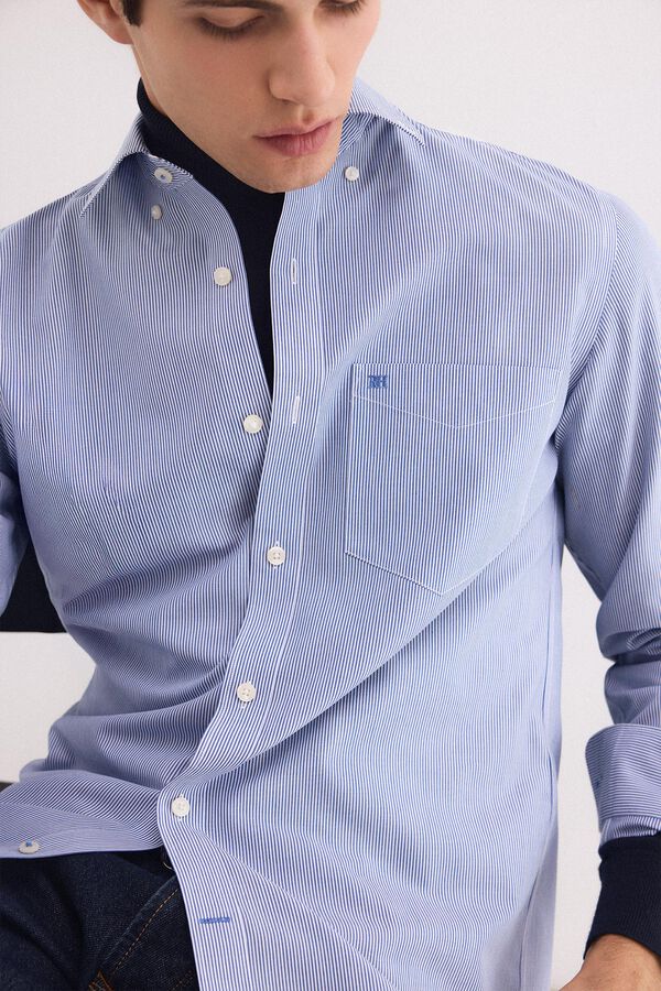 Pedro del Hierro Camisa non iron + antimanchas rayas Azul
