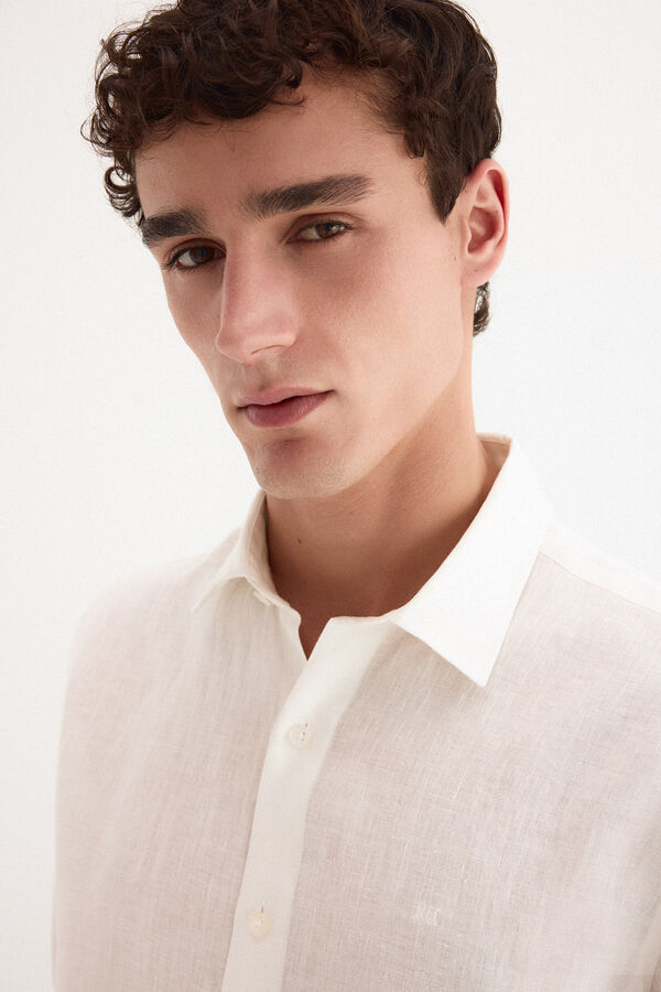 Pedro del Hierro Camisa lino lisa Blanco