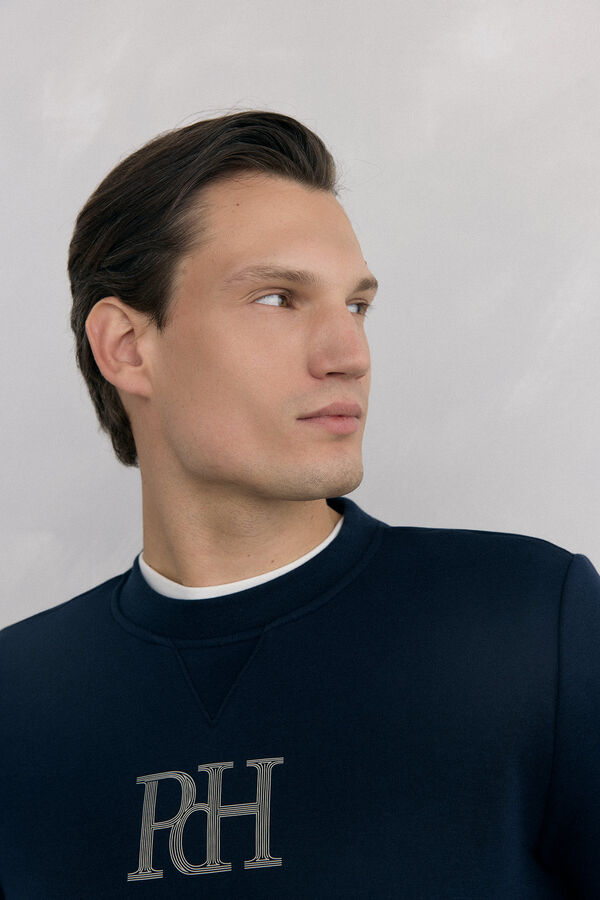 Pedro del Hierro Sudadera cuello caja tejido t&eacute;cnico Azul