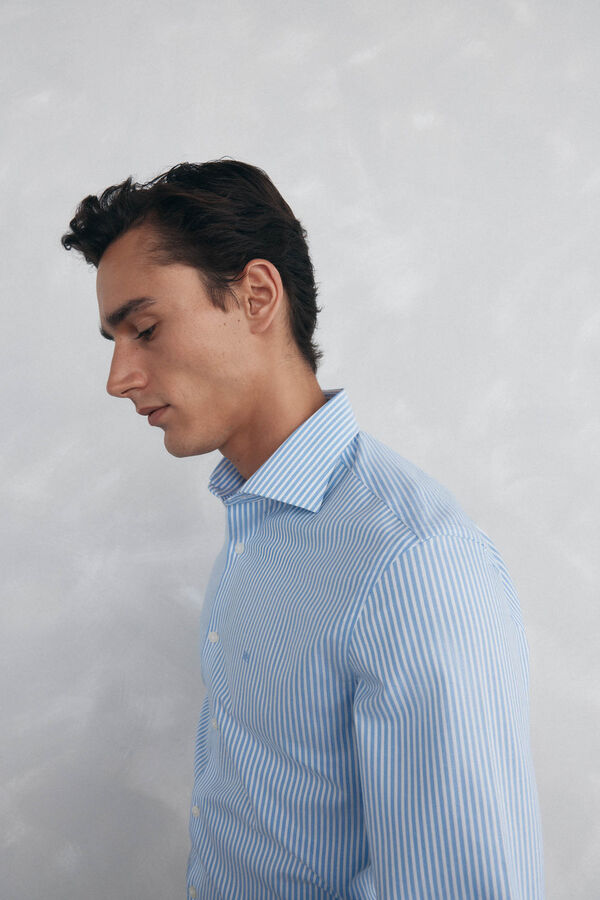 Pedro del Hierro Camisa de vestir de rayas non iron + antimanchas Azul