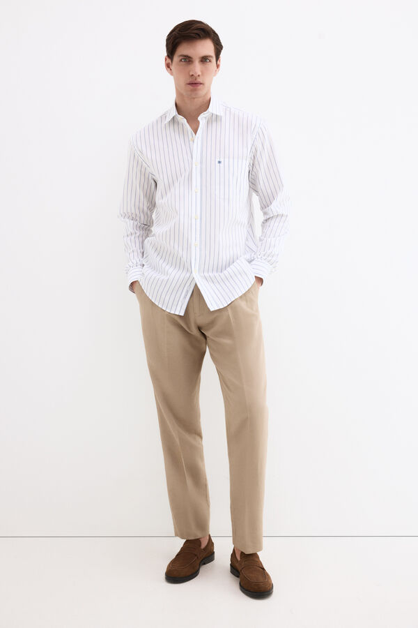 Pedro del Hierro Camisa rayas tejido italiano Azul