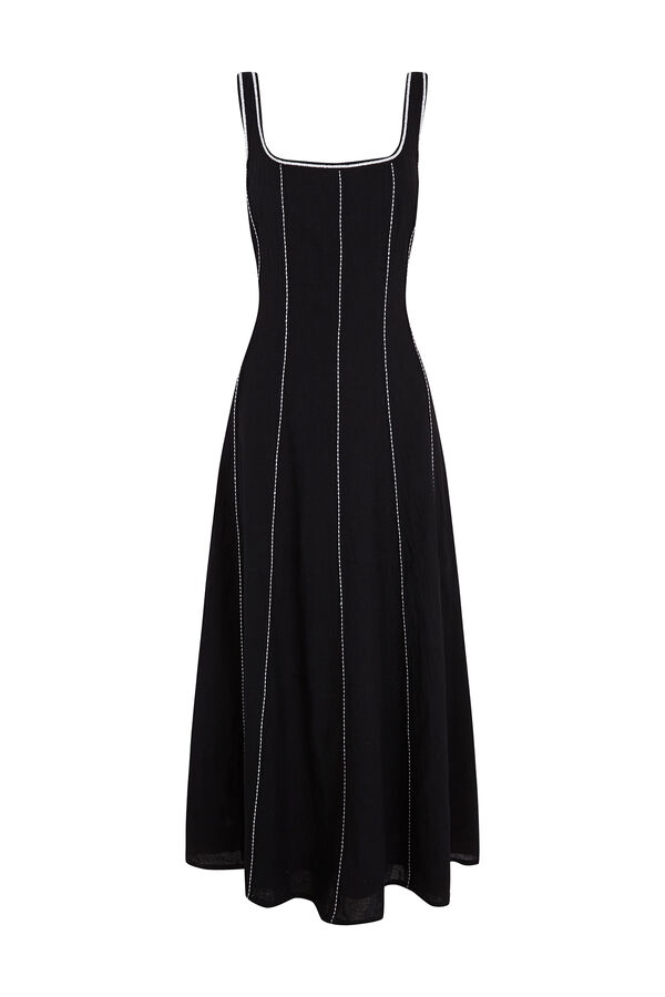 Pedro del Hierro Vestido midi contrastes Negro
